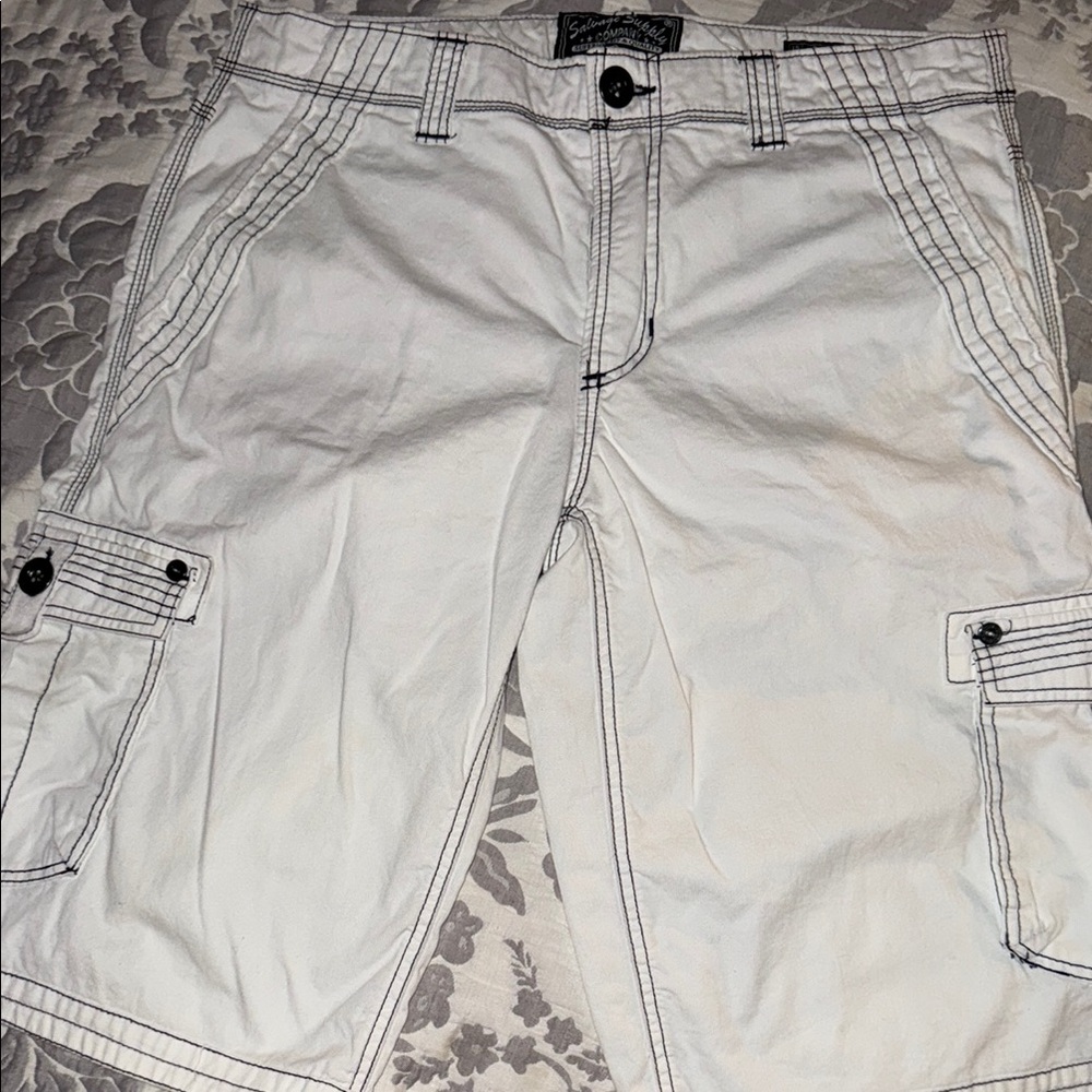 Salvage Men's White Cargo Shorts